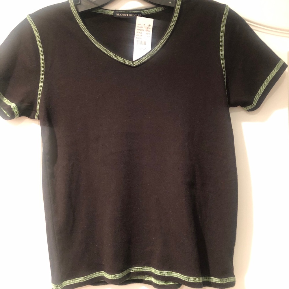 Brandy Melville black short sleeve V-neck